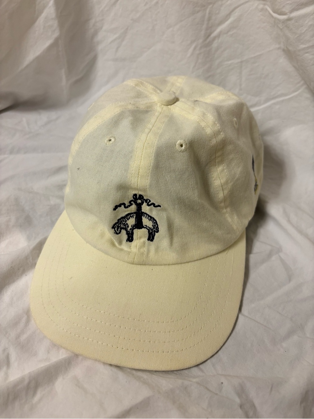 Brooks Brothers Cream/Navy Embroidered Logo Baseball Cap | Size L/XL
